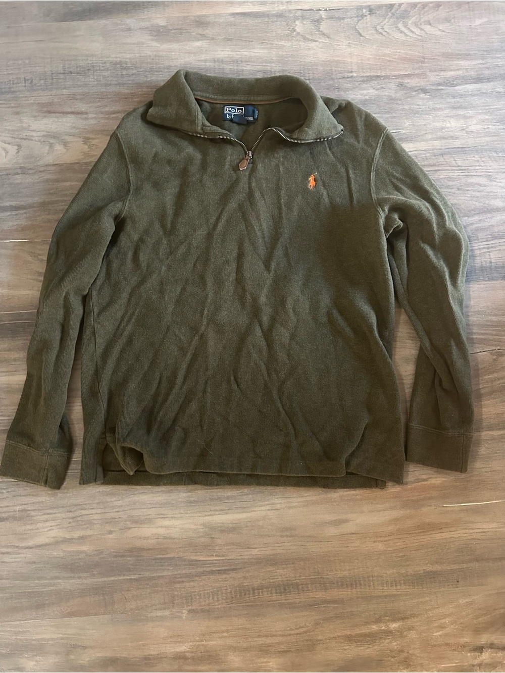 Polo by Ralph Lauren Olive Green Quarter-Zip Size medium with Orange logo